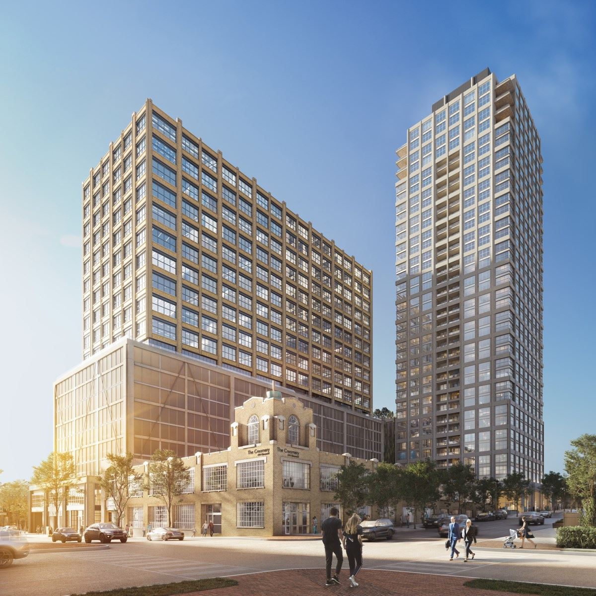 Historic mixed-use commercial building at 410 Glenwood Avenue in Raleigh’s Glenwood South district with ground-floor retail and office space